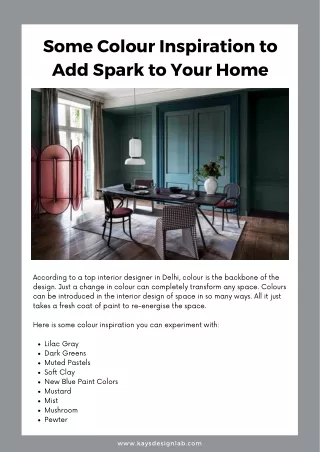 Some Colour Inspiration to Add Spark to Your Home