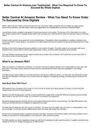 Vendor Central At Amazon.com Testimonial - What You Need To Know To Be Successful By Whale Digitals