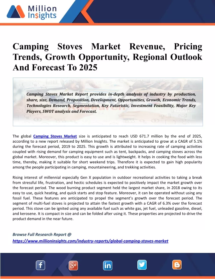 camping stoves market revenue pricing trends