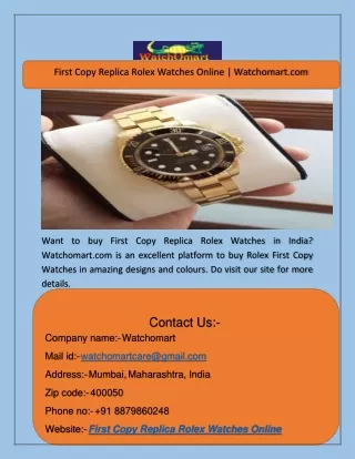 First Copy Replica Rolex Watches Online  Watchomart.com