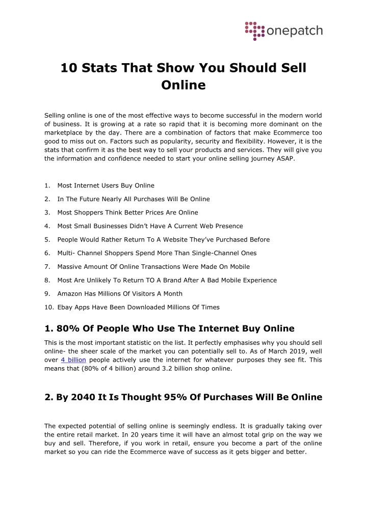 10 stats that show you should sell online