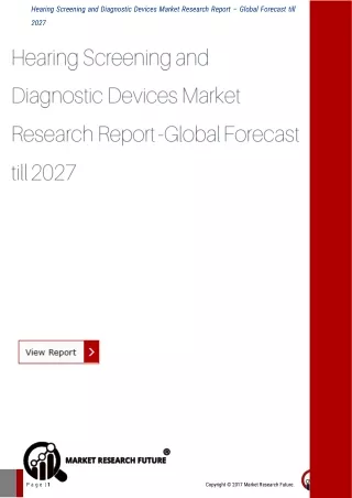Hearing Screening Diagnostic Devices Market 2027