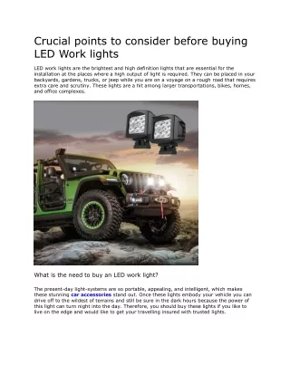 Crucial points to consider before buying LED Work lights