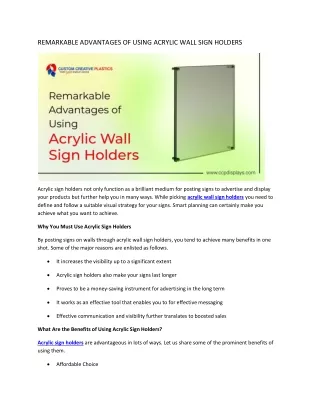 remarkable advantages of using acrylic wall sign