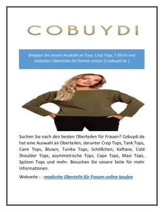 Shoppen Sie unsere Auswahl an Tops, Crop Tops, T-Shirts und stylischen Oberteilen für Damen online ( Cobuydi.de )