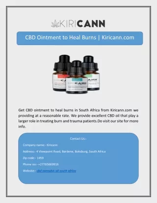 CBD Ointment to Heal Burns | Kiricann.com