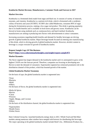 kombucha market revenue manufacturers customer