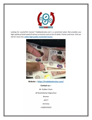 Online High Quality Counterfeit Money Tradebanknotes.com