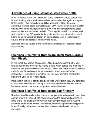Advantages of using stainless steel water bottle