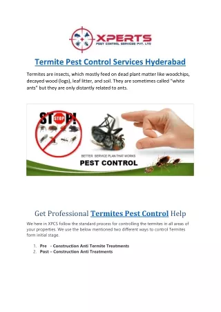 We're provides best termite control in Hyderabad - 100% Safe & Trust.