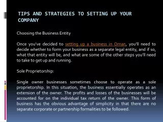 tips and strategies to setting up your company