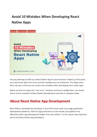 avoid 10 mistakes when developing react native
