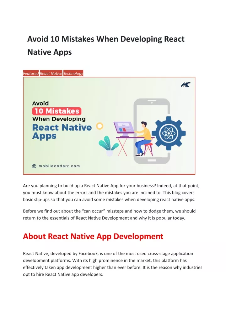 avoid 10 mistakes when developing react native