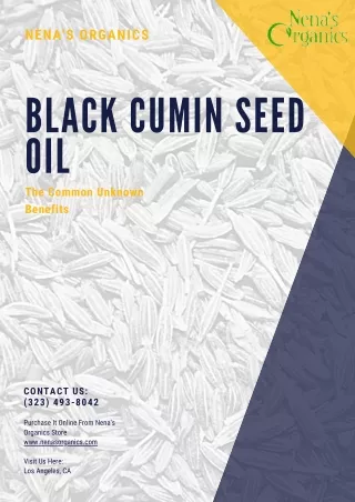 Significance of Black Cumin Seed Oil in Medical Line