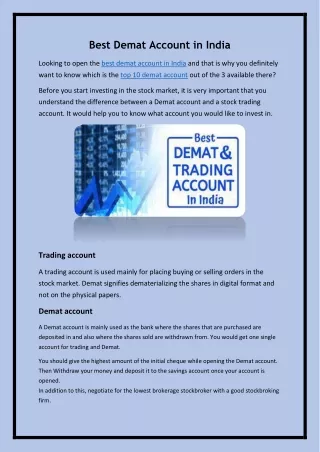 Best Demat Account in India