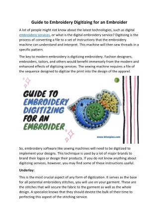 guide to embroidery digitizing for an embroider