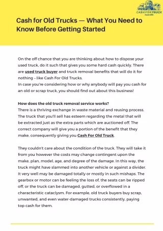 Cash for Old Trucks — What You Need to Know Before Getting Started