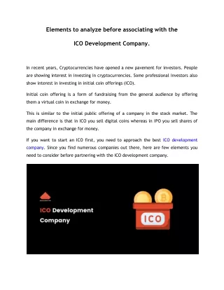 Elements to analyze before associating with the ICO development company