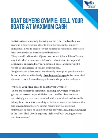 Boat Buyers Gympie_ Sell Your Boats at Maximum Cash