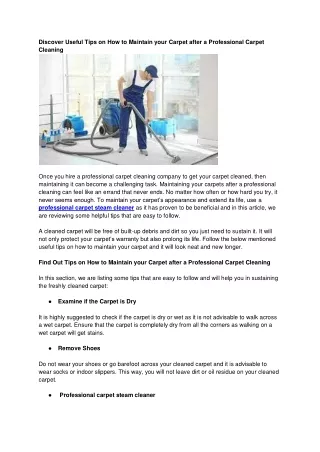 discover useful tips on how to maintain your