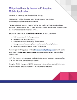 mitigating security issues in enterprise mobile