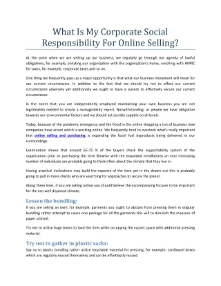 What Is My Corporate Social Responsibility For Online Selling