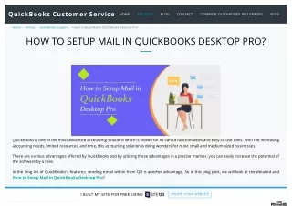 HOW TO SETUP MAIL IN QUICKBOOKS DESKTOP PRO?