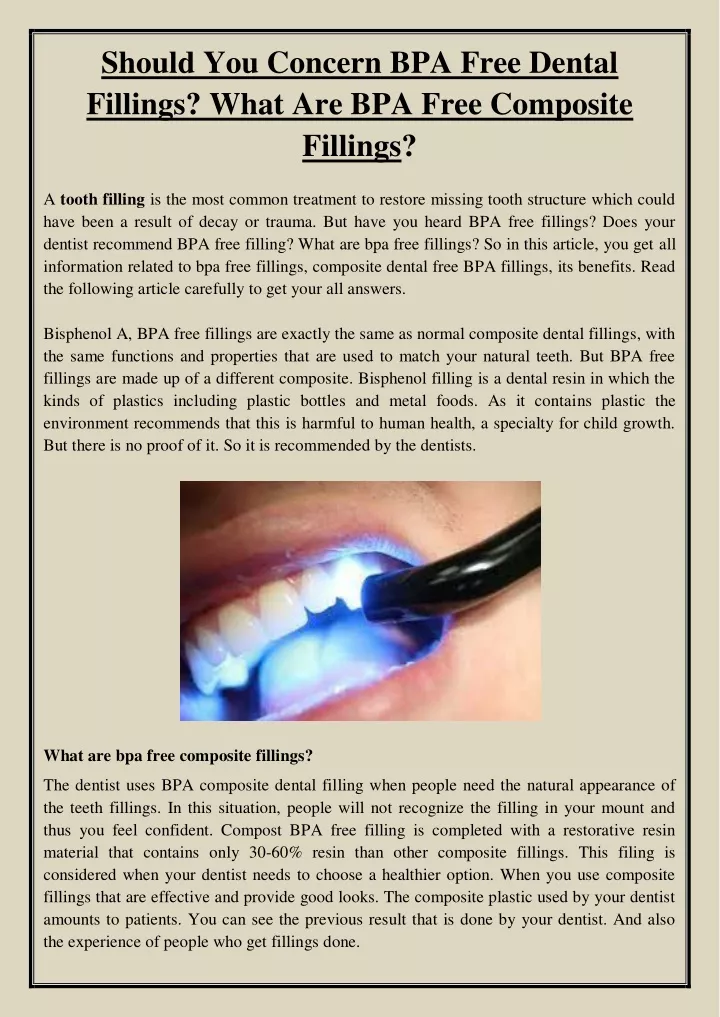 should you concern bpa free dental fillings what