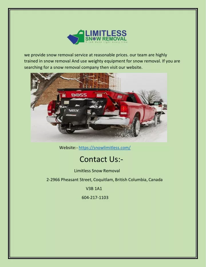 we provide snow removal service at reasonable