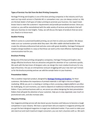 types of services you get from the best printing