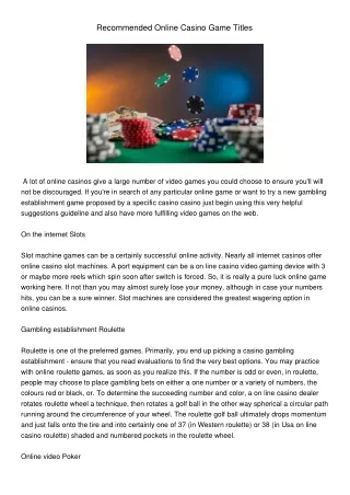 recommended online casino game titles
