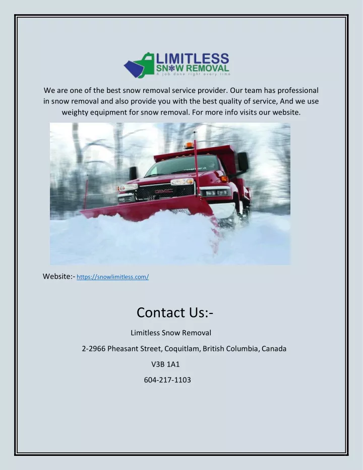 we are one of the best snow removal service
