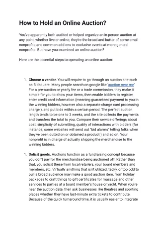 How to Hold an Online Auction?