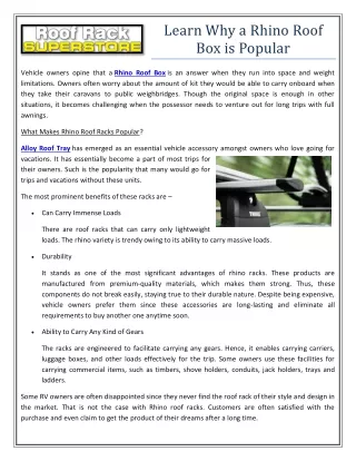 learn why a rhino roof box is popular