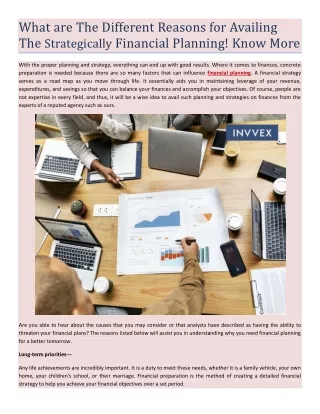 What are The Different Reasons for Availing The Strategically Financial Planning! Know More