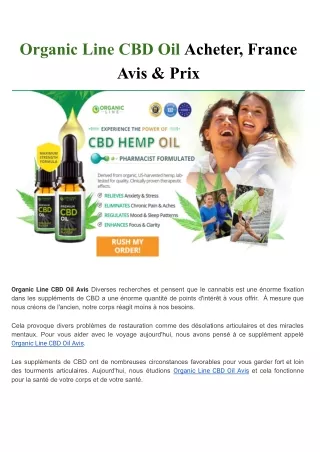 Organic Line CBD Oil Acheter, France Avis & Prix
