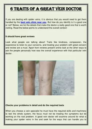 6 traits of a great vein doctor 6 traits