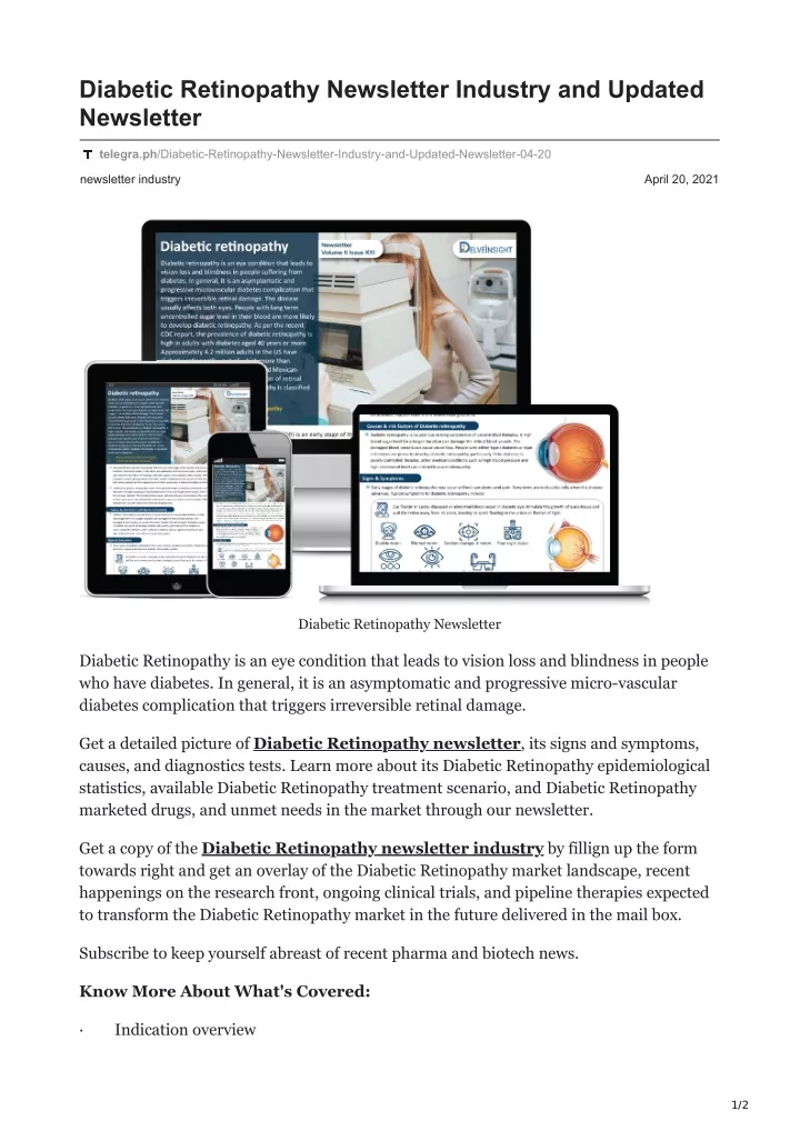 diabetic retinopathy newsletter industry