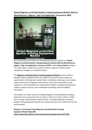 global magneto controlled sputter coating