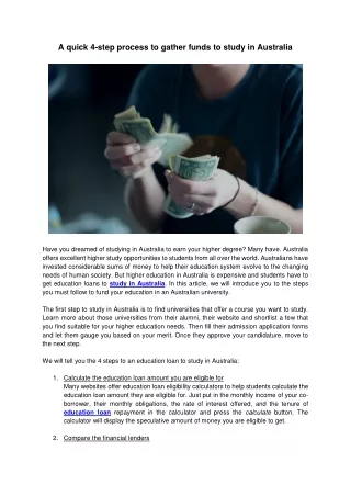 A quick 4-step process to gather funds to study in Australia