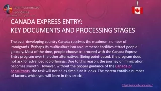 canada express entry key documents and processing stages