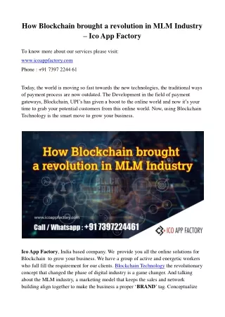 how blockchain brought a revolution