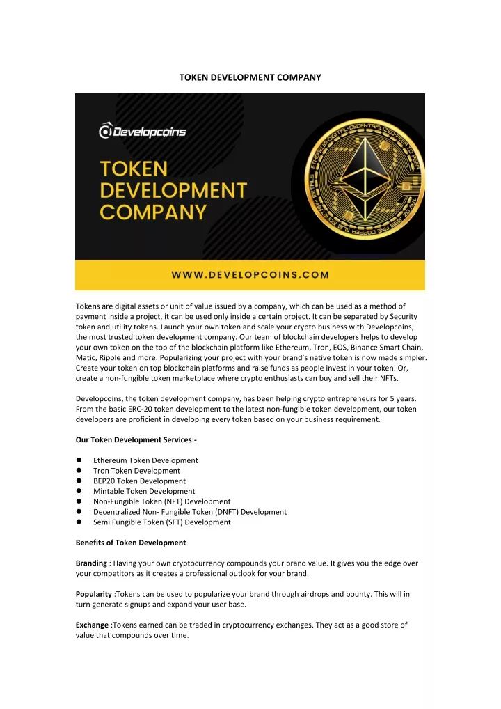 token development company