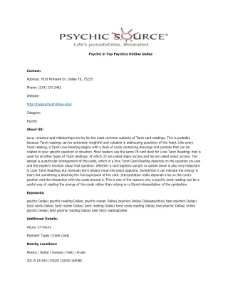 Psychic in Top Psychics Hotline Dallas