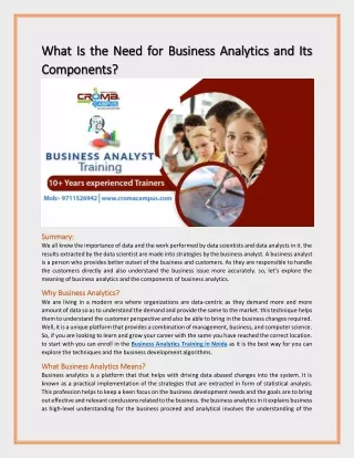 what is the need for business analytics
