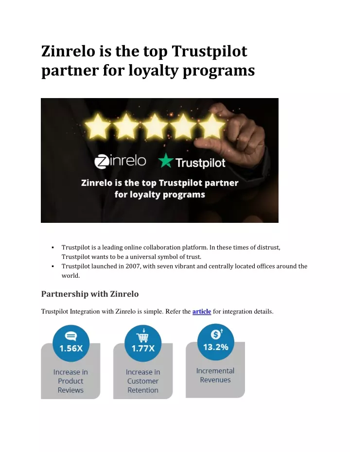 zinrelo is the top trustpilot partner for loyalty