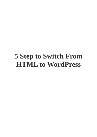 5 step to switch from html to wordpress