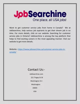 Customer Service Jobs in Ontario | Jobsearchine.ca