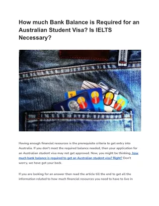 How much Bank Balance is Required for an Australian Student Visa