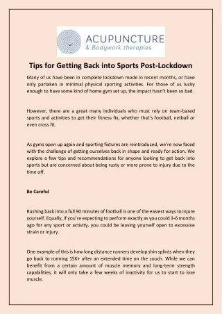 tips for getting back into sports post lockdown